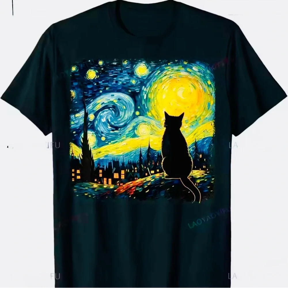 Starry Night Cat T-Shirt